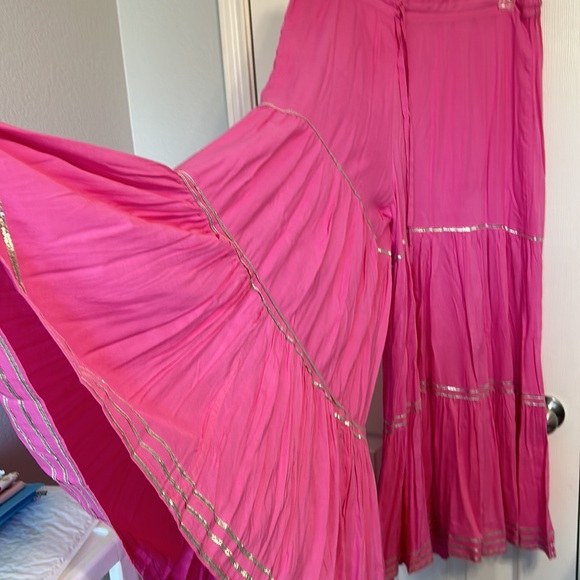 Shalwar kameez Kurta  sharara  pants Pink size L. Silver gotta on rayon cotton. - Picture 15 of 17